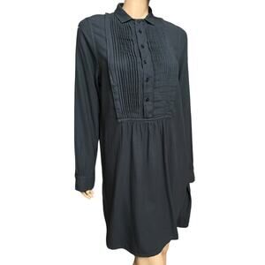 CP Shades Annette Tunic Long Sleeves S Tuxedo Pleated Six Button Front Placket